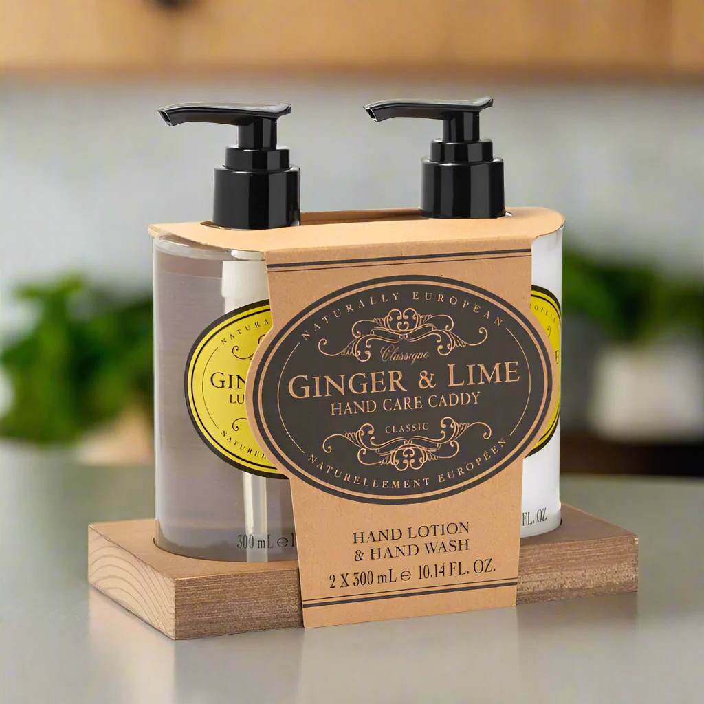 Naturally European Ginger and Lime Hand Care Caddy 2 x 300ml - Image 2
