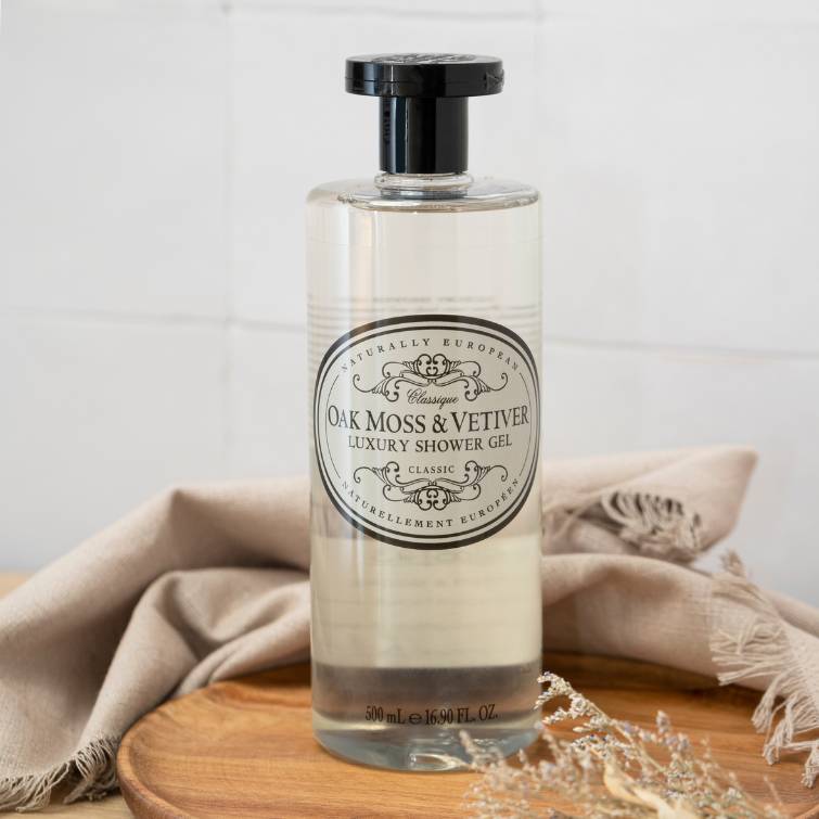 Naturally European Oak Moss and Vetiver Shower Gel 500ml - Image 2