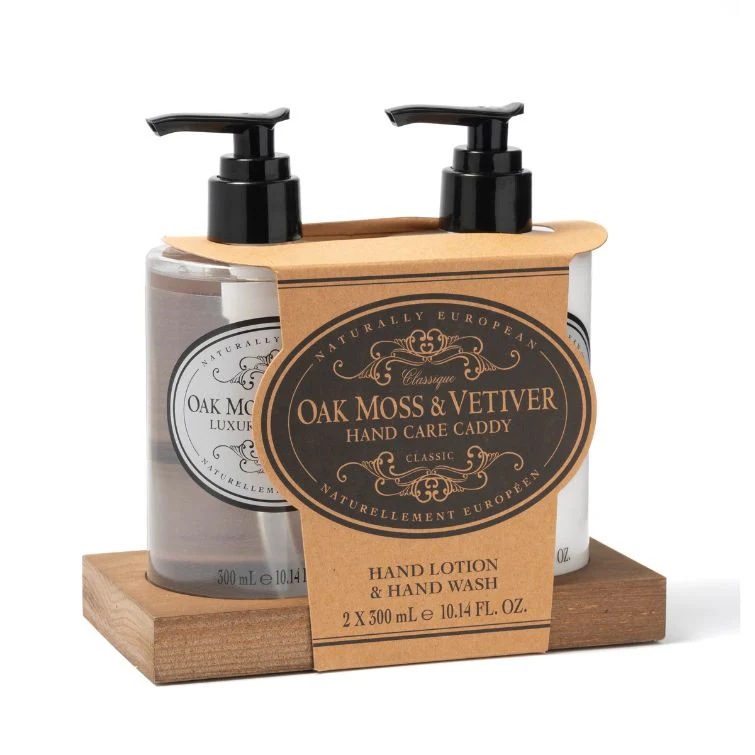Naturally European Oak Moss and Vetiver Hand Care Caddy 2 x 300ml