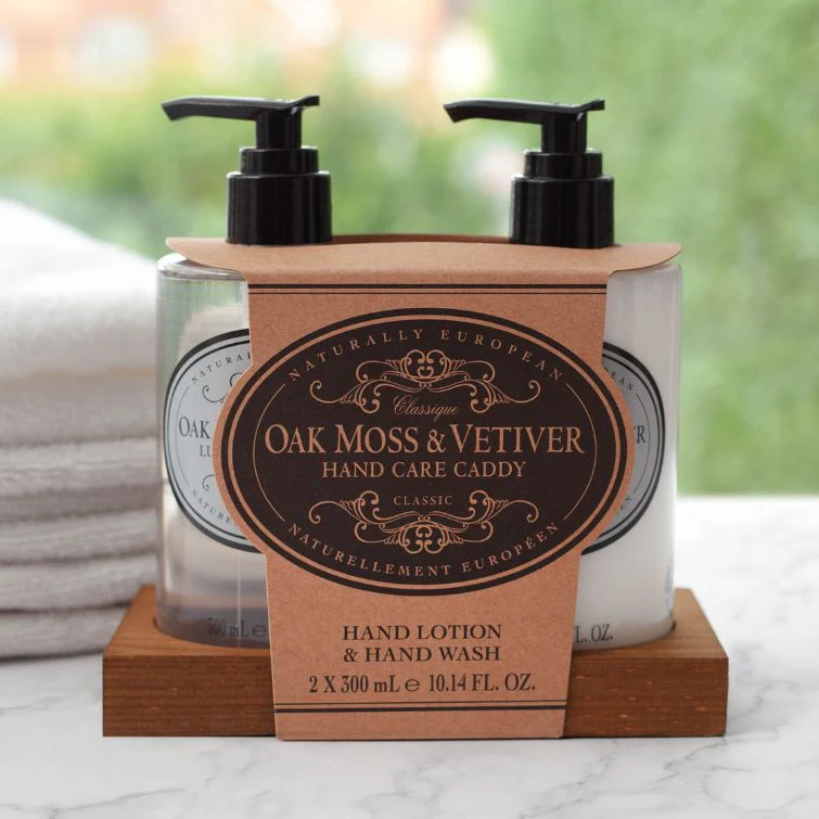 Naturally European Oak Moss and Vetiver Hand Care Caddy 2 x 300ml - Image 2
