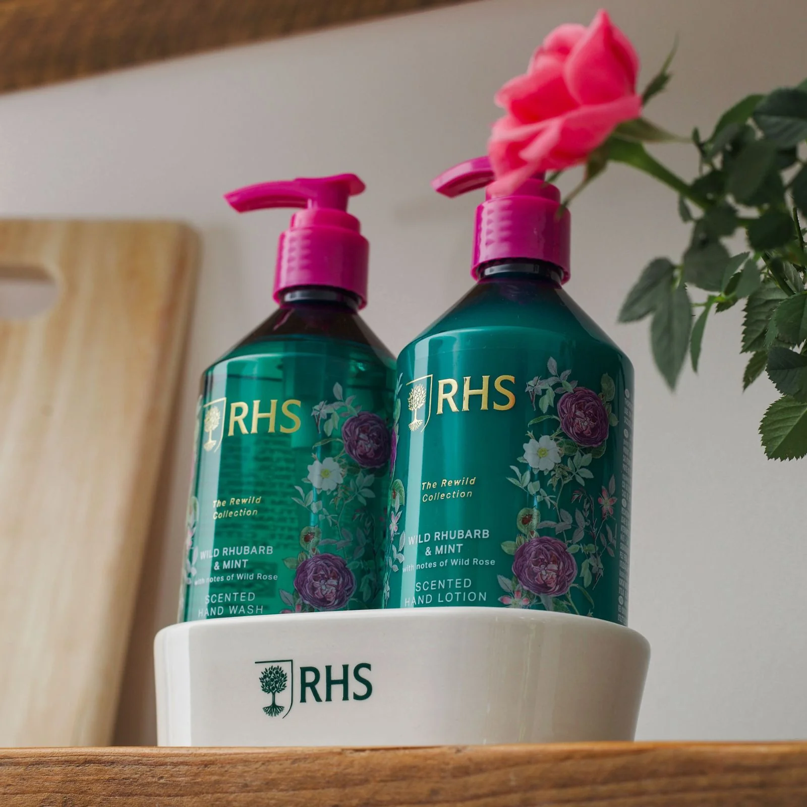 RHS Hand Care Caddy Rewild Rhubarb and Mint 2 x 300ml - Image 2