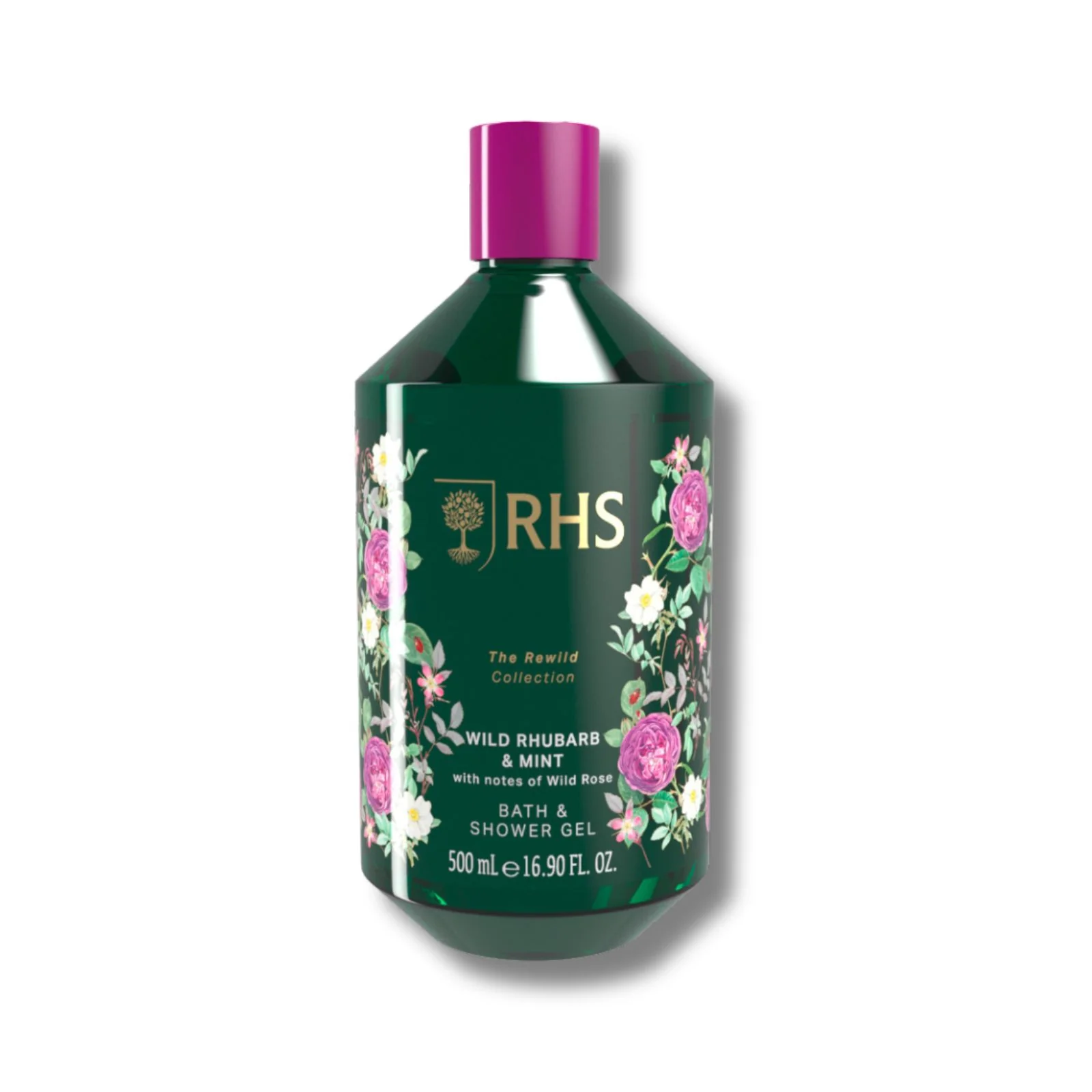 RHS Rewild Rhubarb and Mint Shower Gel 500ml
