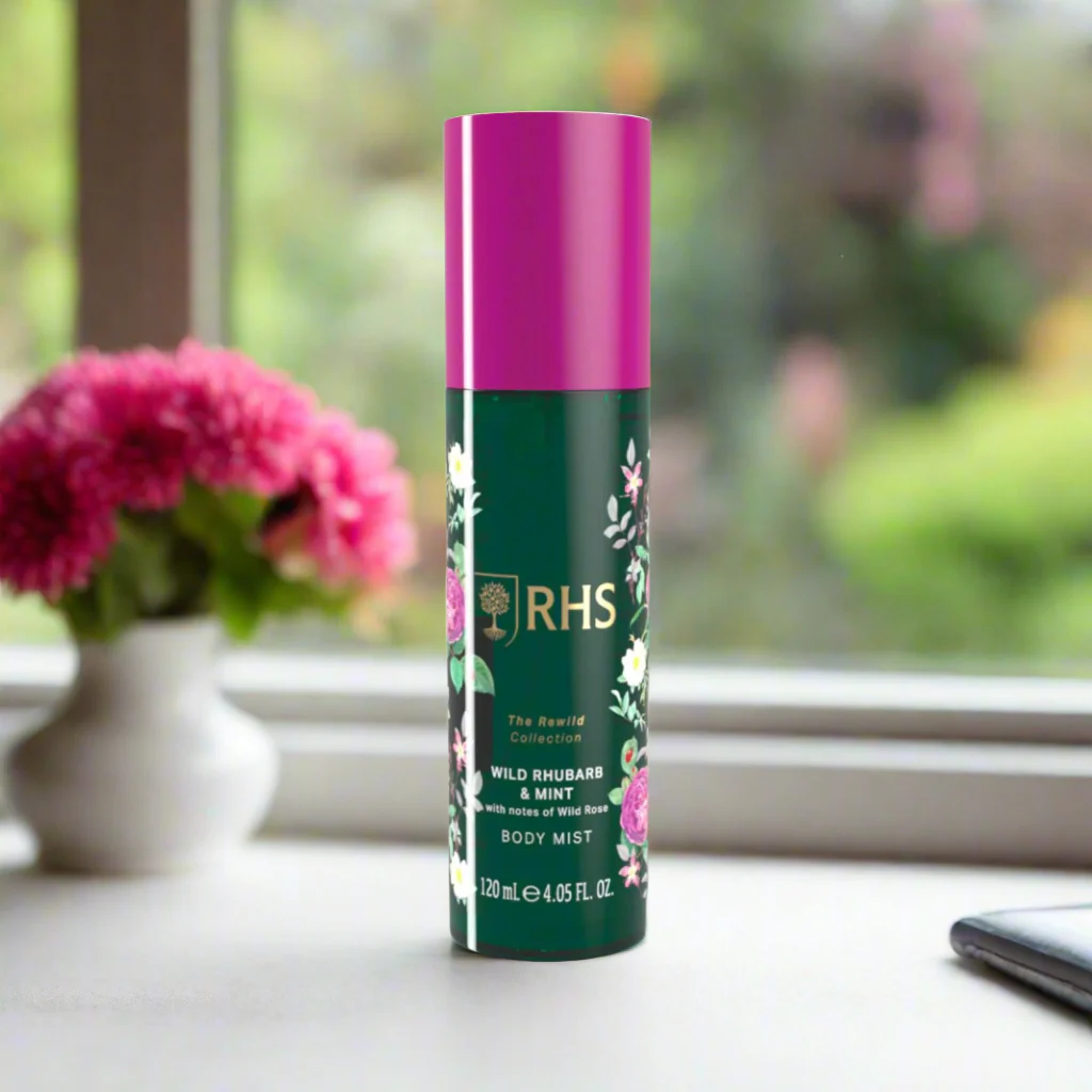 RHS Rewild Rhubarb and Mint Body Mist 120ml - Image 3