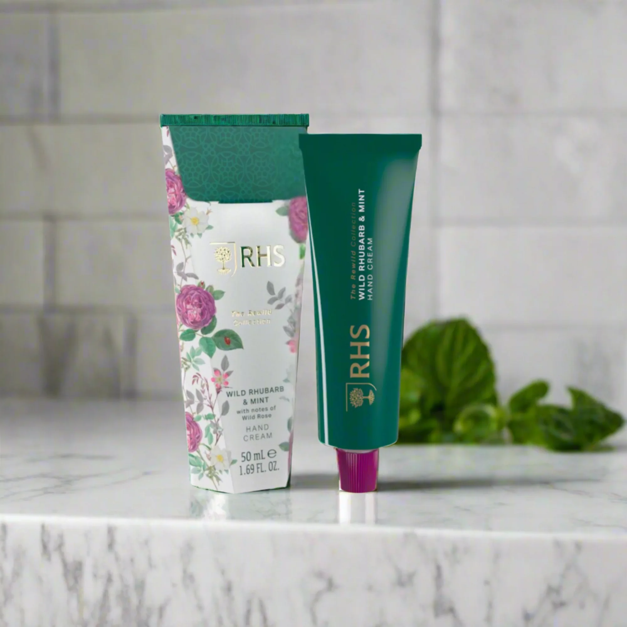 RHS Rewild Rhubarb and Mint Hand Cream 50ml - Image 3